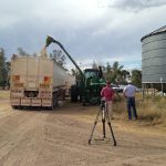 Filming the loading of the wheat