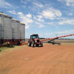 Graham's silos and tractor at the farm